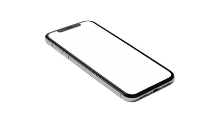 Silver smartphone mockup features transparent PNG background. Perfect for product staging, app design, and marketing materials.