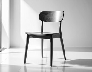 木の椅子が佇む静かな日差しの部屋