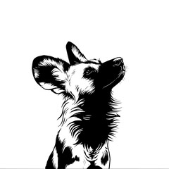 African Wild Dog. African Wild Dog simple black and white line art vector logo