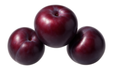 Three isolated plums.