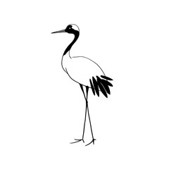 Crane. Crane simple black and white line art vector logo