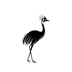 Cassowary. Cassowary simple black and white line art vector logo