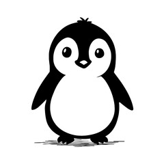 Gentoo Penguin. Gentoo Penguin simple black and white line art vector logo