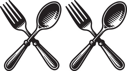 Crossed Spoon And Fork Illustration Cutlery Utensil Restaurant Cafe