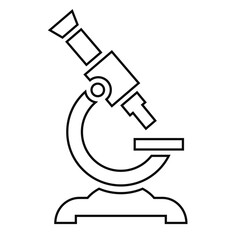Microscope vector line icon
