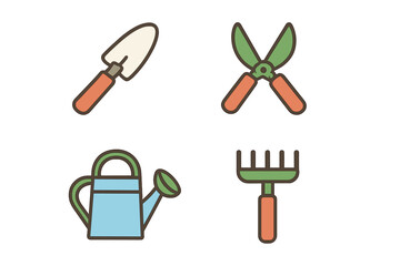 A comprehensive collection of essential gardening tools for various outdoor tasks including planting, pruning, and watering