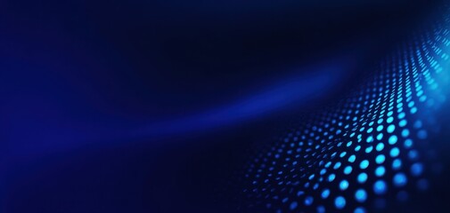 The Blue Digital Wave of Glowing Dots and Abstract Futuristic Technology Background