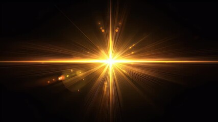 Golden light radiating from a central point on a black background - Powered by Adobe