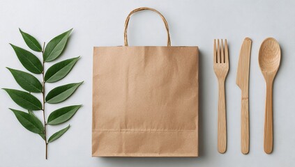 Eco-friendly takeout bag and utensils