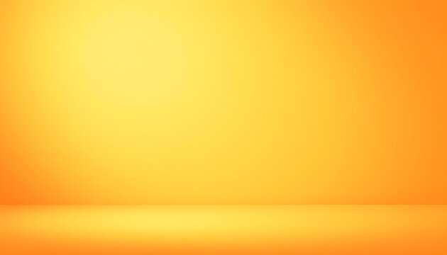 A bright and warm orange gradient studio background with a subtle floor.
