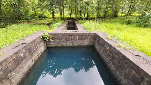 Ranwadi Stepwell inside the forest of Ranwadi near Mahad on the foothills of Sahyadri mountain range, Maharashtra.