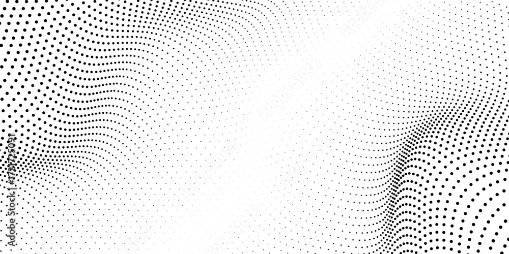 Poster monochrome gradient halftone dots background. vector illustration. abstract small grunge dots on whi