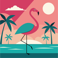 flamingo on the beach