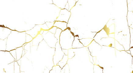 Golden cracks on transparent background.