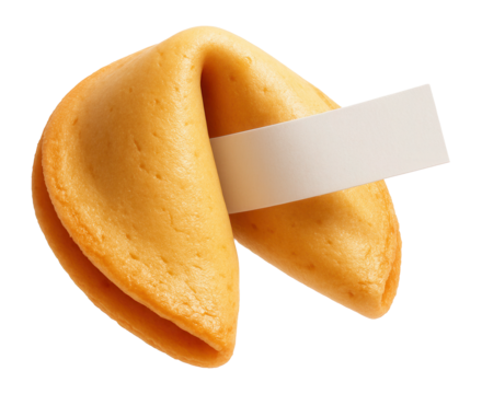 Fortune cookie with blank paper message.