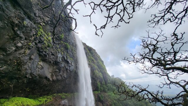 Wideangle shot of Laxmi waterfall near Kelad, Pune.