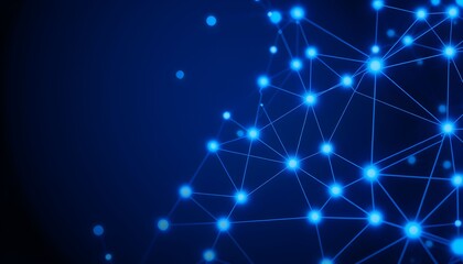 Abstract network connection glowing nodes and lines.