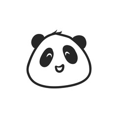 Obraz premium Kawaii Smiling Panda Face Hand Drawn Vector Illustration