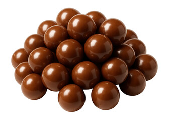Shiny milk chocolate balls piled up.