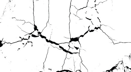 Earth cracks isolated on white.