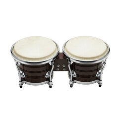 A pair of wooden bongo drums with white drumheads isolated on transparent background
