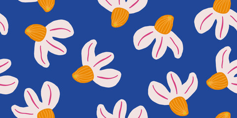Floral arrangement on cobalt blue pattern
