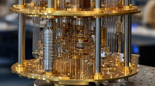 intricate gold quantum computer detail