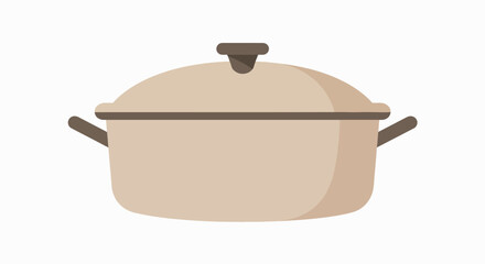 Rustic Charm: Beige Oval Covered Pot Icon