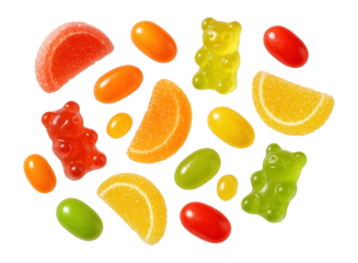 Assorted colorful jelly candies.