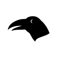 Silhouette of bird head with open beak
