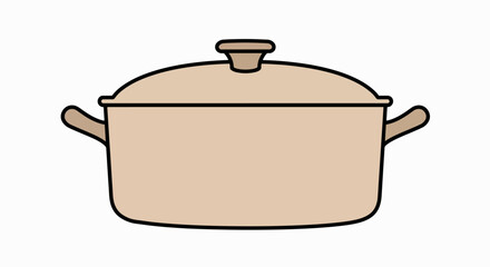 Cozy Kitchen Essentials:  Beige Oval Dutch Oven Illustration