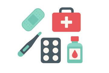 Comprehensive collection of medical supplies and first aid kit with essential healthcare items for emergency preparedness and health treatment