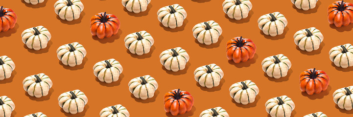 Pumpkins Halloween pattern long photo orange white