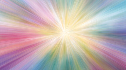 Obraz premium A vibrant abstract background showcasing a rainbow-colored light burst with dynamic rays emanating from the center, creating an energetic and colorful visual effect. 
