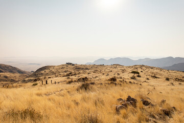 A picnic spot overlooks the vast Namib Desert from Spreetshoogte Pass