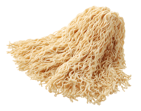 Close-up of uncooked instant ramen noodles in a wavy block shape, perfect ingredient for quick meals and easy cooking