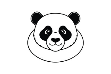 Cartoon Panda Face Outline bear animal