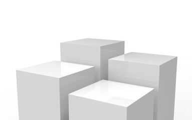 four glossy white platforms for decoration