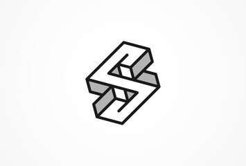 Letter S Logo. Unique Letter S in 3d style logo design. vector illustration