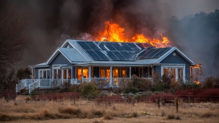 house fire solar panels ablaze