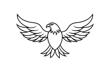 Eagle Outline With Wings Spread On White Background Keywords: eagle, bird, animal, cartoon