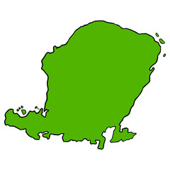 Lombok island map illustration hand drawn isolated vector