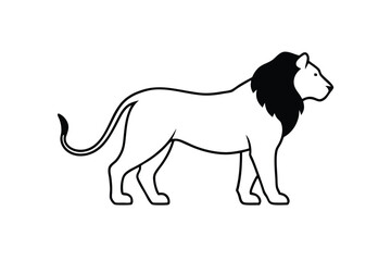 Stylized black and white lion profile illustration