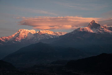 Dawn Over Machapuchare and the Annapurna Himalayan Range