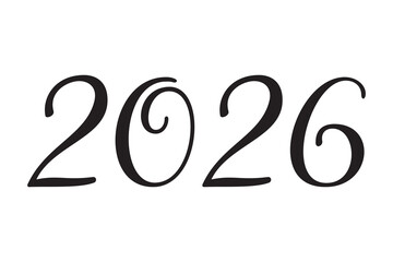 Happy new year 2026 calligraphy text festive celebration greeting modern typography design