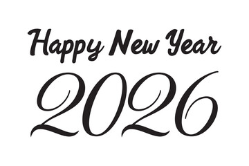A simple Happy New Year 2026 Typography Vector Design .
