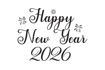 Happy new year 2026 calligraphy vector art design. Vector illustration