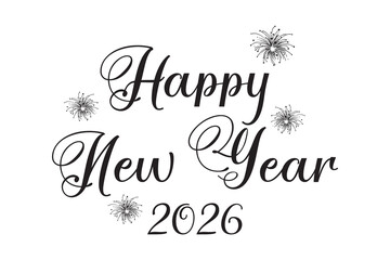 A simple Happy New Year 2026 Typography Vector Design .