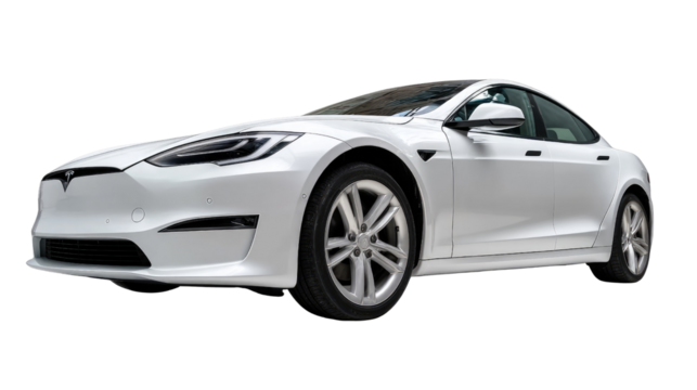 Sleek White Electric Car: A pristine, modern electric car showcases innovative design and sustainable technology, embodying the future of transport with its clean lines and eco-friendly appeal.