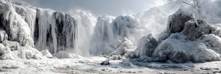 Majestic Frozen Waterfalls Nature's Icy Masterpiecesin Winter Wonderland Landsapes Await Adventurous Exporers Seeking BreathtakingScenic Views and Tranquil erenity